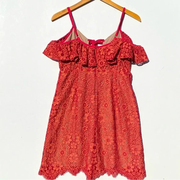 For Love And Lemons Red Lace Mini Dress
